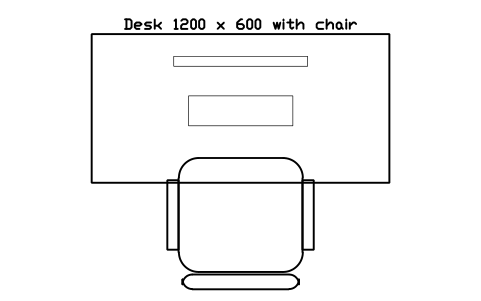 Anteprima del simbolo Desk 1200 x 600 with chair, blocco OFL_DESK_1200X600_CH
