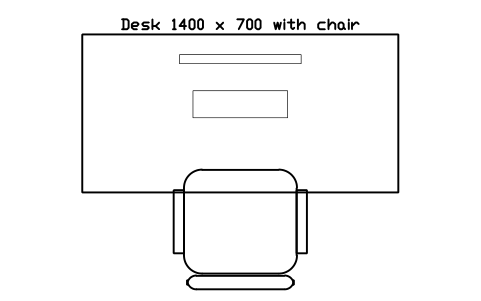 Anteprima del simbolo Desk 1400 x 700 with chair, blocco OFL_DESK_1400X700_CH