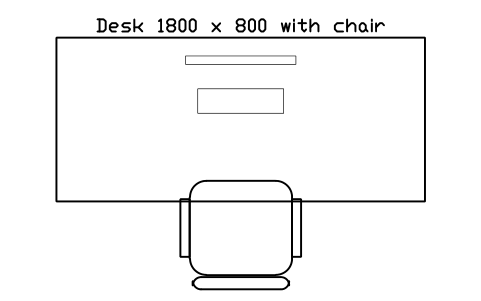 Anteprima del simbolo Desk 1800 x 800 with chair, blocco OFL_DESK_1800X800_CH