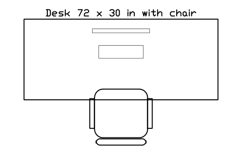 Anteprima del simbolo Desk 72 x 30 in with chair, blocco OFL_DESK_72X30IN_CH