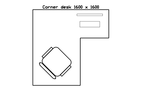 Anteprima del simbolo Corner desk 1600 x 1600, blocco OFL_DESK_CORNER