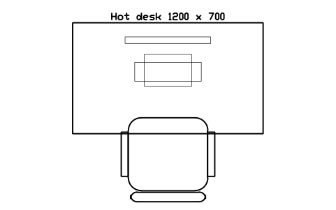 Anteprima del simbolo Hot desk 1200 x 700, blocco OFL_DESK_HOT