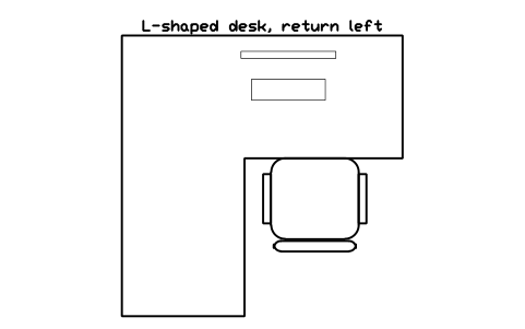 Anteprima del simbolo L-shaped desk, return left, blocco OFL_DESK_L_LEFT