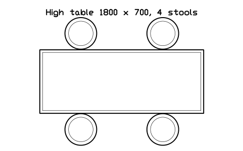 Anteprima del simbolo High table 1800 x 700, 4 stools, blocco OFL_HIGH_TABLE