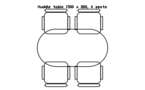 Anteprima del simbolo Huddle table 1500 x 800, 4 seats, blocco OFL_HUDDLE_4