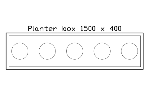 Anteprima del simbolo Planter box 1500 x 400, blocco OFL_PLANTER_1500