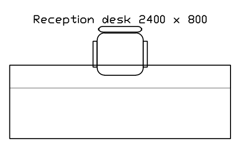 Anteprima del simbolo Reception desk 2400 x 800, blocco OFL_RECEPTION_2400