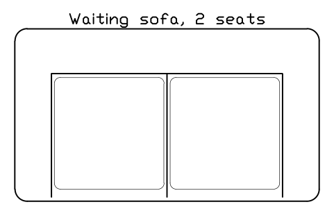 Anteprima del simbolo Waiting sofa, 2 seats, blocco OFL_SOFA_2