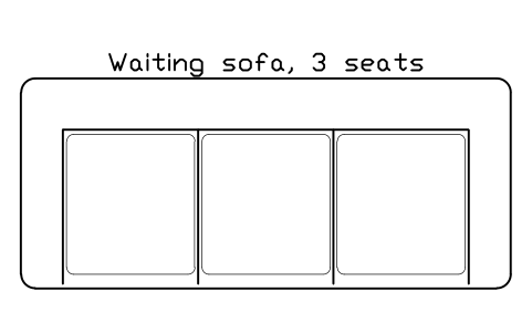 Anteprima del simbolo Waiting sofa, 3 seats, blocco OFL_SOFA_3