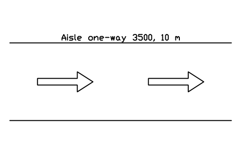 Aisle one-way 3500, 10 m 심볼 미리보기, 블록 PKG_AISLE_ONEWAY