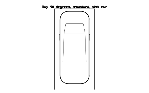 Bay 90 degrees, standard, with car 심볼 미리보기, 블록 PKG_BAY_90_STD_CAR