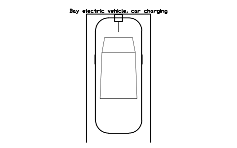 Bay electric vehicle, car charging 심볼 미리보기, 블록 PKG_BAY_EV_CAR