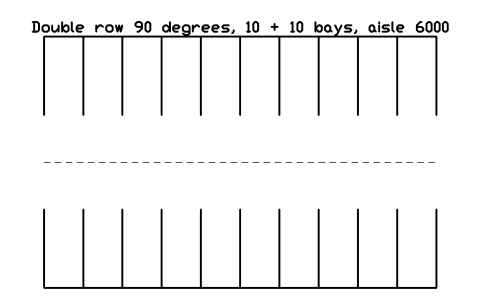 Double row 90 degrees, 10 + 10 bays, aisle 6000 심볼 미리보기, 블록 PKG_DOUBLE_90_10