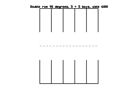 Double row 90 degrees, 5 + 5 bays, aisle 6000 심볼 미리보기, 블록 PKG_DOUBLE_90_5