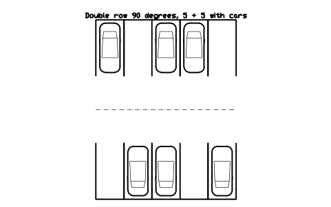 Double row 90 degrees, 5 + 5 with cars 심볼 미리보기, 블록 PKG_DOUBLE_90_CARS