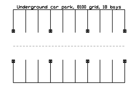 Underground car park, 8100 grid, 18 bays 심볼 미리보기, 블록 PKG_LAYOUT_UNDERGROUND