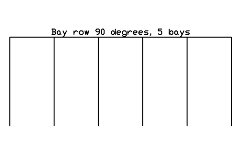 Bay row 90 degrees, 5 bays 심볼 미리보기, 블록 PKG_ROW_90_5