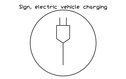 Sign, electric vehicle charging 심볼 미리보기, 블록 PKG_SIGN_EV