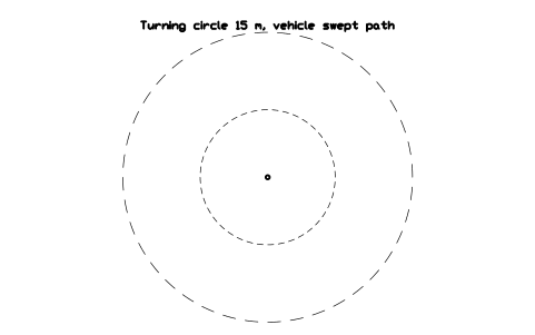 Turning circle 15 m, vehicle swept path 심볼 미리보기, 블록 PKG_TURNING_CIRCLE