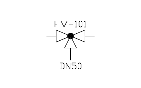 Valve, three way globe type sembolünün önizlemesi, blok PID_VALVE_3WAY_GLOBE