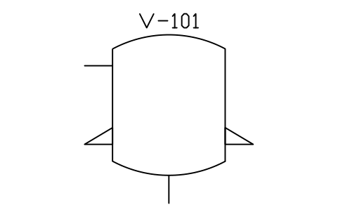 Vessel, dished ends, brackets sembolünün önizlemesi, blok PID_VESSEL_BRACKETS