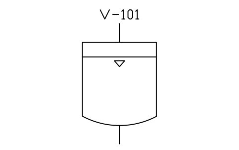 Vessel, dished bottom, surface mark sembolünün önizlemesi, blok PID_VESSEL_LEVEL