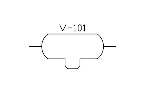 Horizontal vessel with pit sembolünün önizlemesi, blok PID_VESSEL_PIT