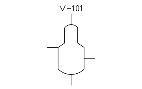 Vessel, two diameters sembolünün önizlemesi, blok PID_VESSEL_TWO_DIA