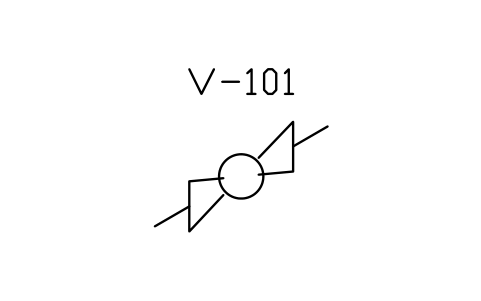 Preview of the Ball valve, along X symbol, block PIS_VALVE_BALL_X