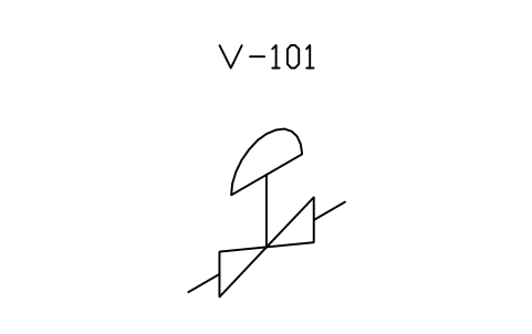 Preview of the Control valve, diaphragm, along X symbol, block PIS_VALVE_CONTROL_X