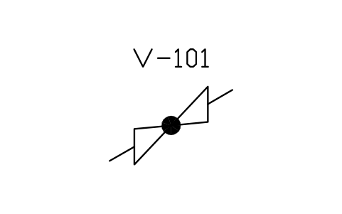 Preview of the Globe valve, along X symbol, block PIS_VALVE_GLOBE_X