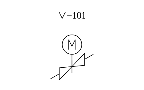 Preview of the Gate valve, motor actuator, along X symbol, block PIS_VALVE_MOTOR_GATE_X