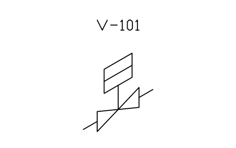 Preview of the Valve, piston actuator, along X symbol, block PIS_VALVE_PISTON_X