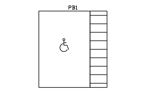 Parking bay, accessible with aisle sembolünün önizlemesi, blok ARCH_PARKING_ACCESSIBLE