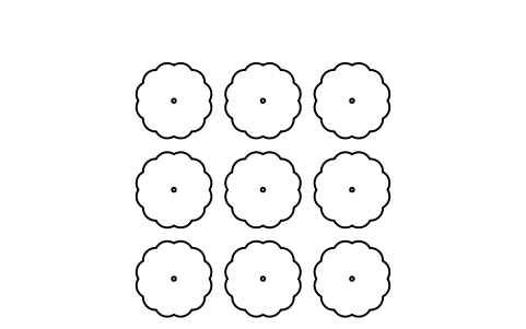 Anteprima del simbolo Orchard block, 9 trees, blocco PLT_ORCHARD_9