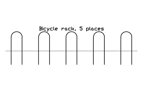 Preview of the Bicycle rack, 5 places symbol, block PLY_BIKE_RACK