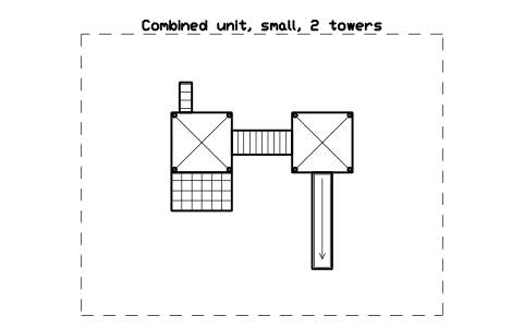Preview of the Combined unit, small, 2 towers symbol, block PLY_COMBO_SMALL
