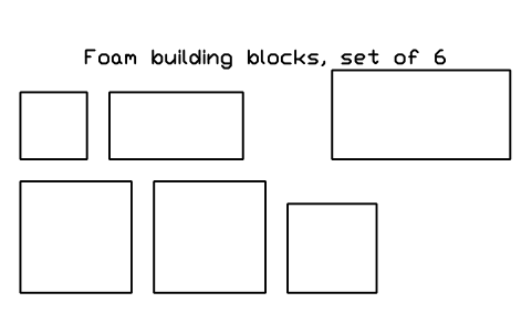 Preview of the Foam building blocks, set of 6 symbol, block PLY_IN_FOAM_BLOCKS