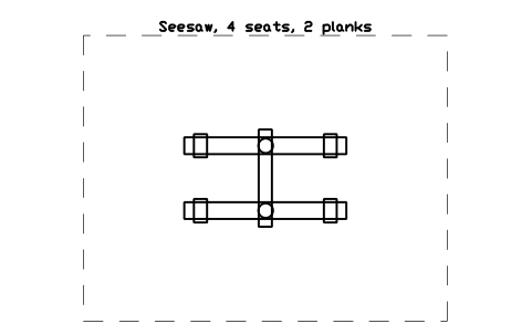 Preview of the Seesaw, 4 seats, 2 planks symbol, block PLY_SEESAW_4