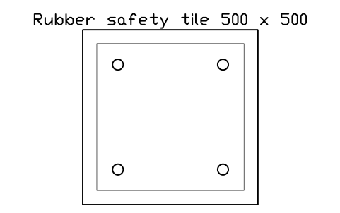 Preview of the Rubber safety tile 500 x 500 symbol, block PLY_SURF_TILE