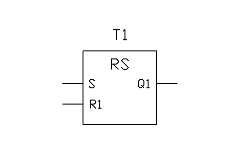 Anteprima del simbolo RS, reset dominant bistable, blocco PLC_FB_RS