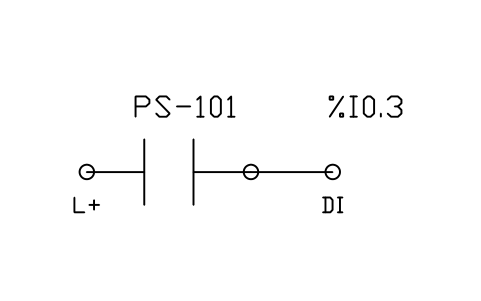 Anteprima del simbolo Normally open contact to input, blocco PLC_FIELD_CONTACT_NO