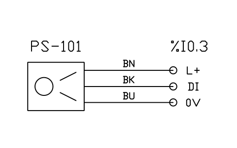 Anteprima del simbolo Photoelectric sensor, 3-wire PNP, to input, blocco PLC_FIELD_PHOTO_PNP