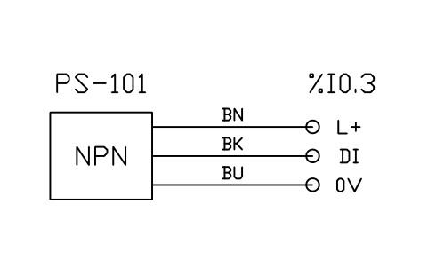 Anteprima del simbolo Proximity sensor, 3-wire NPN to input, blocco PLC_FIELD_PROX_NPN