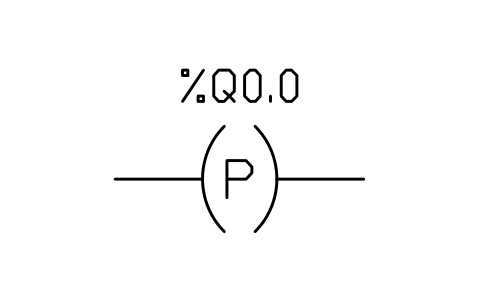 Anteprima del simbolo Coil, rising edge (P), blocco PLC_LD_COIL_P