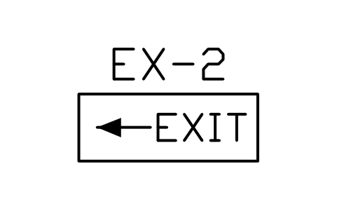 Exit sign, arrow left sembolünün önizlemesi, blok PLF_ESC_EXIT_LEFT