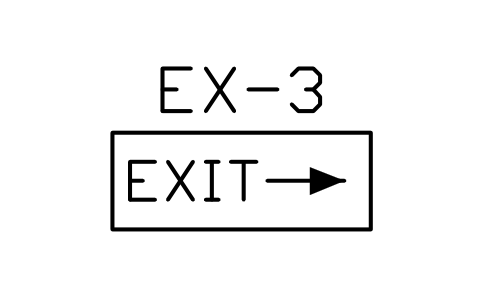 Exit sign, arrow right sembolünün önizlemesi, blok PLF_ESC_EXIT_RIGHT