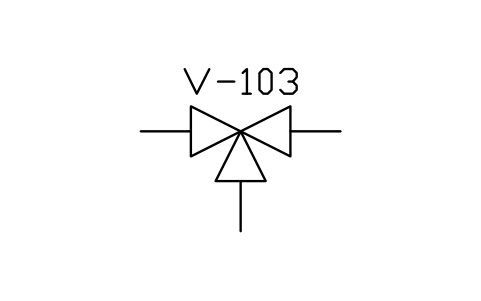 符號 3-way valve 的預覽，圖塊名 PPD_2103_VALVE_3WAY