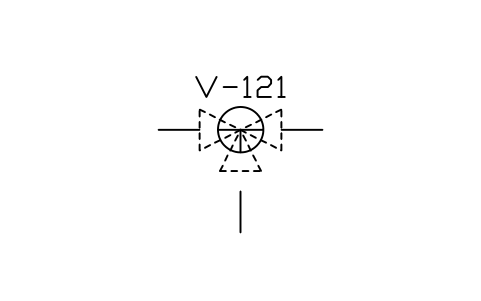 符號 Valve, T-bore, 3-way or 4-way 的預覽，圖塊名 PPD_2114_VALVE_T_BORE