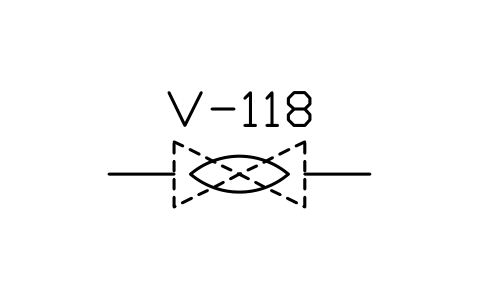 符號 Valve, diaphragm type 的預覽，圖塊名 PPD_2128_VALVE_DIAPHRAGM